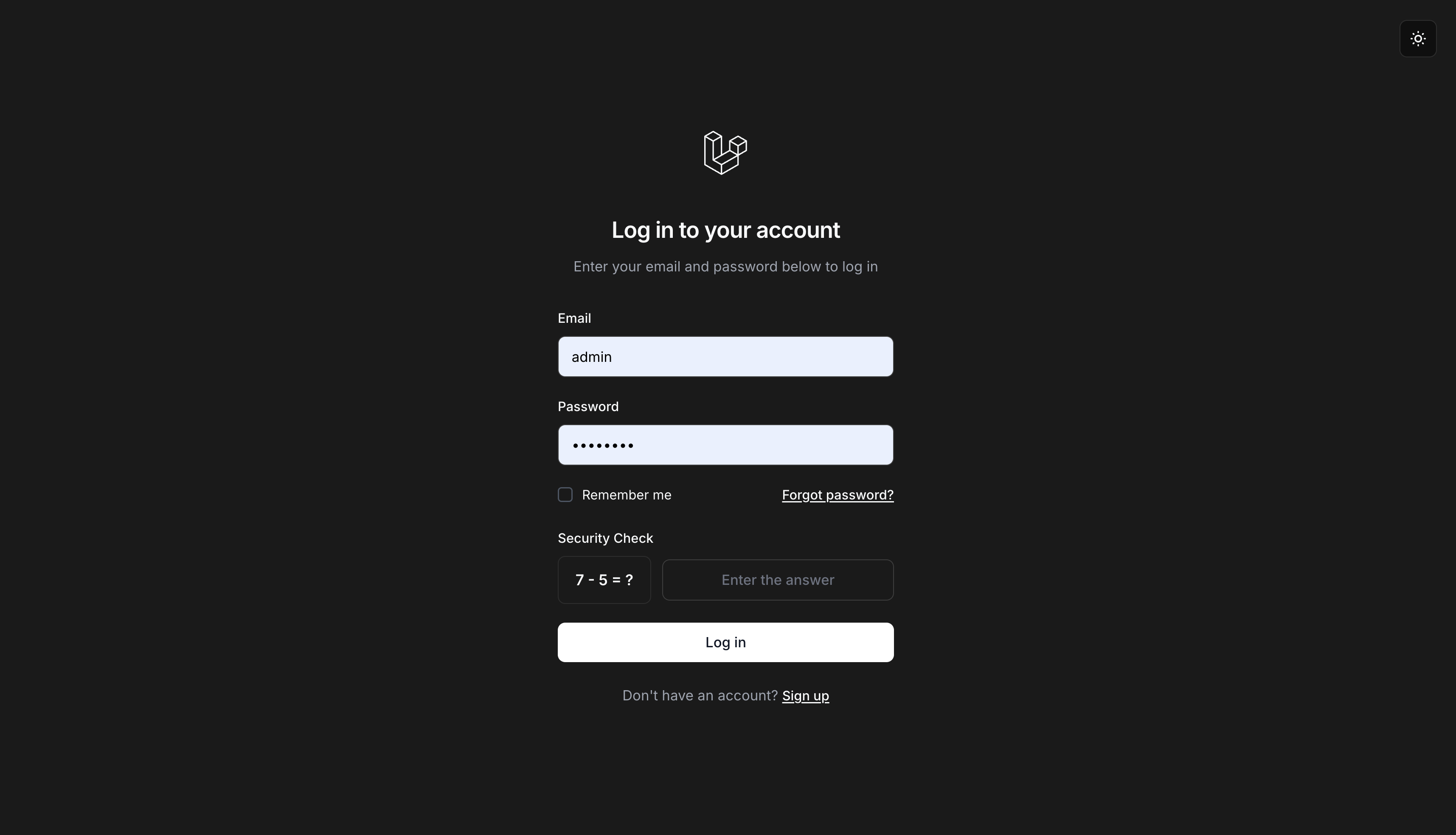 Tyro Login - Math Captcha Dark
